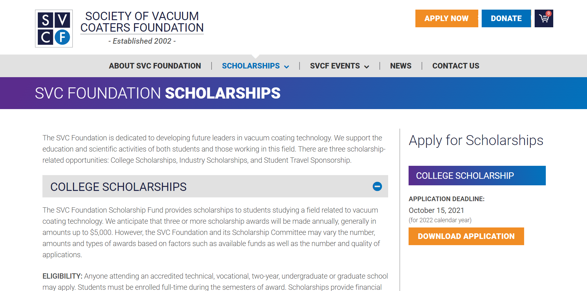 SVC Foundation Scholarships